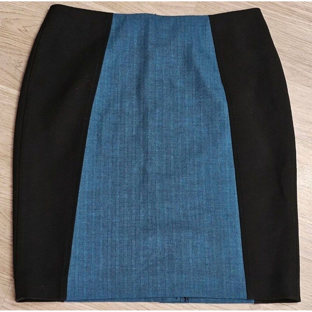 HALOGEN Pencil Skirt Size 10 Petite Black & Teal NWT Office Color-block
